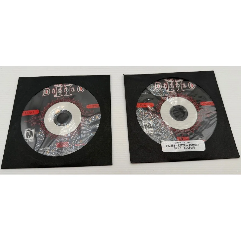 Blizzard Diablo‎ II PC Mac Game Discs 1 & 2 with CD Key Windows XP Vista 2000